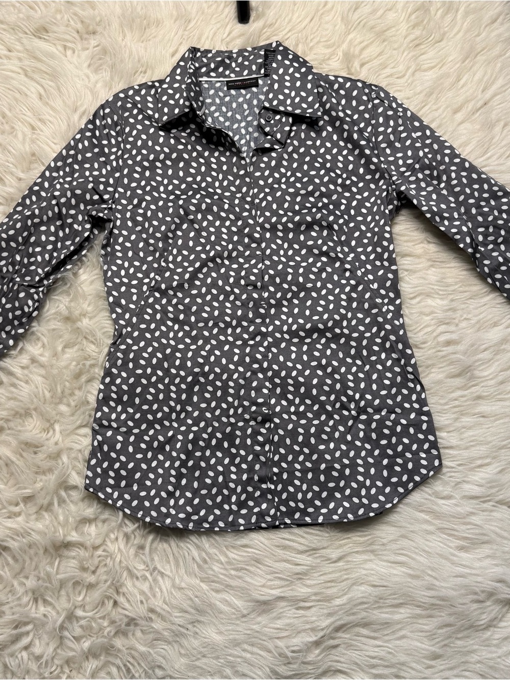 NY & CO Gray 3/4 Casual Button Down Shirt Size XSmall